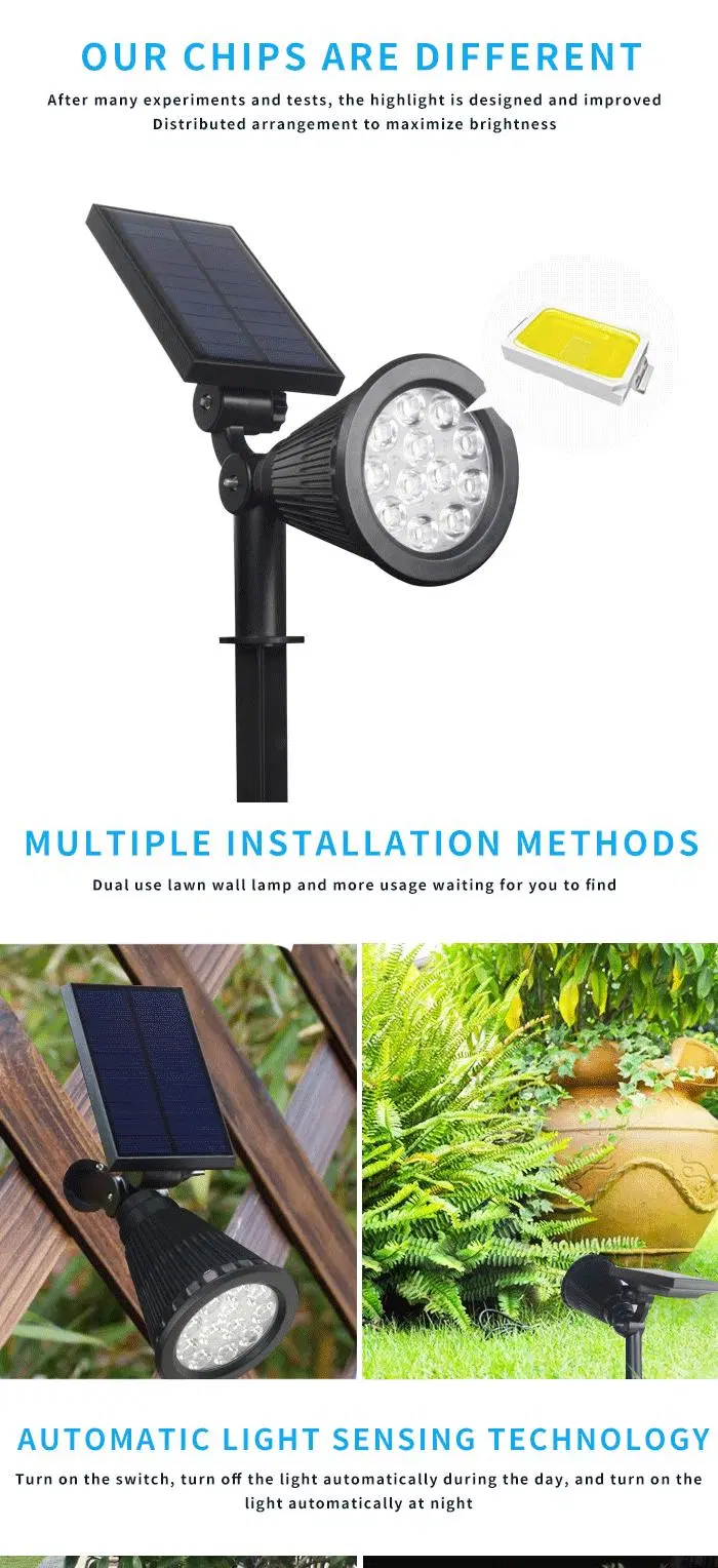 High Quality Outdoor IP65 Waterproof 7W Landscape Garden LED Solar Spike Light