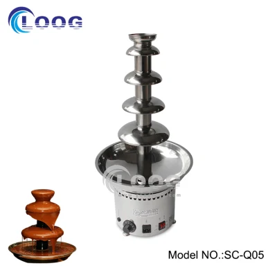 Five Tiers Chocolate Waterfall Fountain Fondue Snack Restaurant Equipment Stainless Steel Chocolate Tower Pots Automatic Machine Dessert for Buffet
